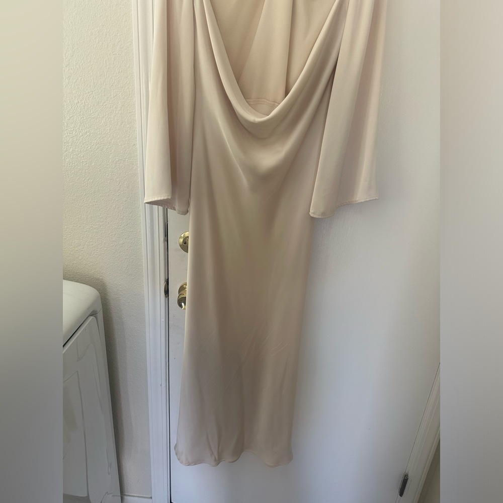 Zara Cream Long-Sleeve Midi Dress - Picture 3 of 6